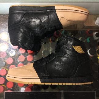 2018 Nike Air Jordan I Retro High Dip Toe Black Metallic Gold Men