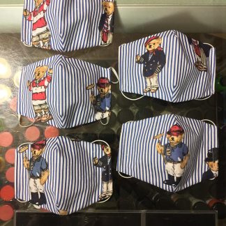 2020 Custom Jwong Ralph Lauren Polo Bear Collection Bed Sheets Face Mask Blue Stripe