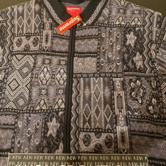 2020 Sup Patchwork Knit Zip Up Polo Black