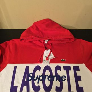 2019 Sup Lacoste Logo Panel Hooded Sweatshirt Red