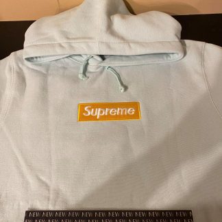 2017 Sup Box Logo Hooded Sweatshirt Ice Blue