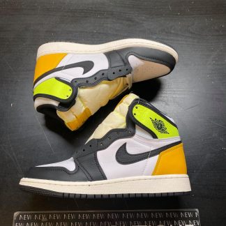 2021 Nike Air Jordan I Retro High White Black Volt University Gold Youth