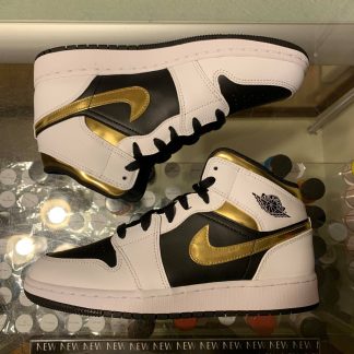2021 Nike Air Jordan I Mid White Gold Youth