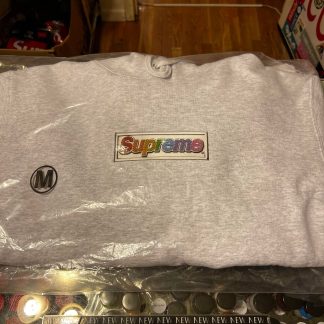 2022 Sup Bling Box Logo Hooded Sweatshirt Ash Grey