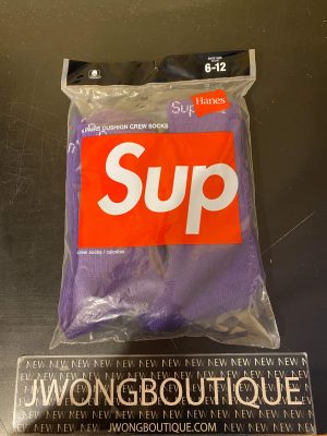 2018 Sup Hanes Cushion Crew Socks 4 Pairs Purple