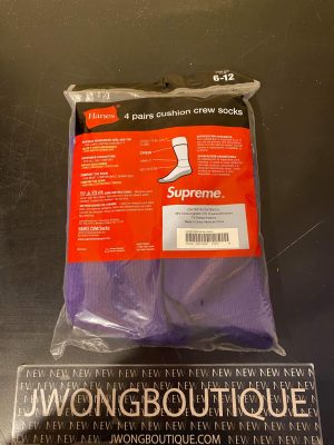 2018 Sup Hanes Cushion Crew Socks 4 Pairs Purple - Image 2