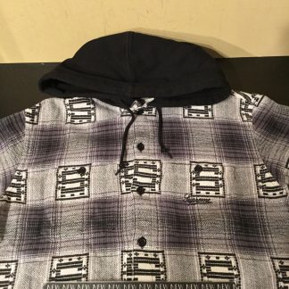 2020 Sup Hooded Shadow Plaid Shirt Dusty Black