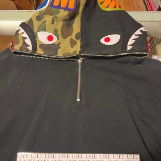 2020 A Bathing Ape Bape Shark Half Zip Pullover Hoodie Black