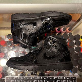 2019 Nike Air Jordan I Mid Patent Triple Black Women
