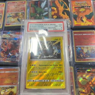 2017 Pokemon Sun & Moon Alolan Golem Guardians Rising Rev Foil #42 PSA 8 Near Mint/Mint