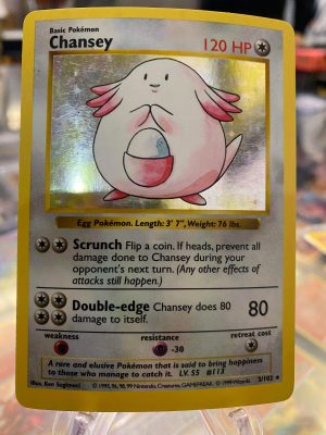 1999 Pokemon Chansey Base Set Shadowless 3 of 102 Holo Morderately Played