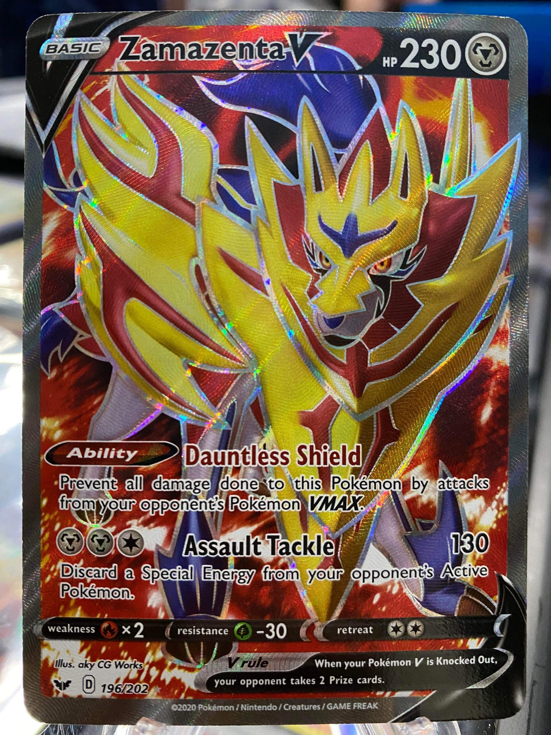 2020 Pokemon Zamazenta V Brilliant Stars Full Art 196 of 202 Holo Mint ...