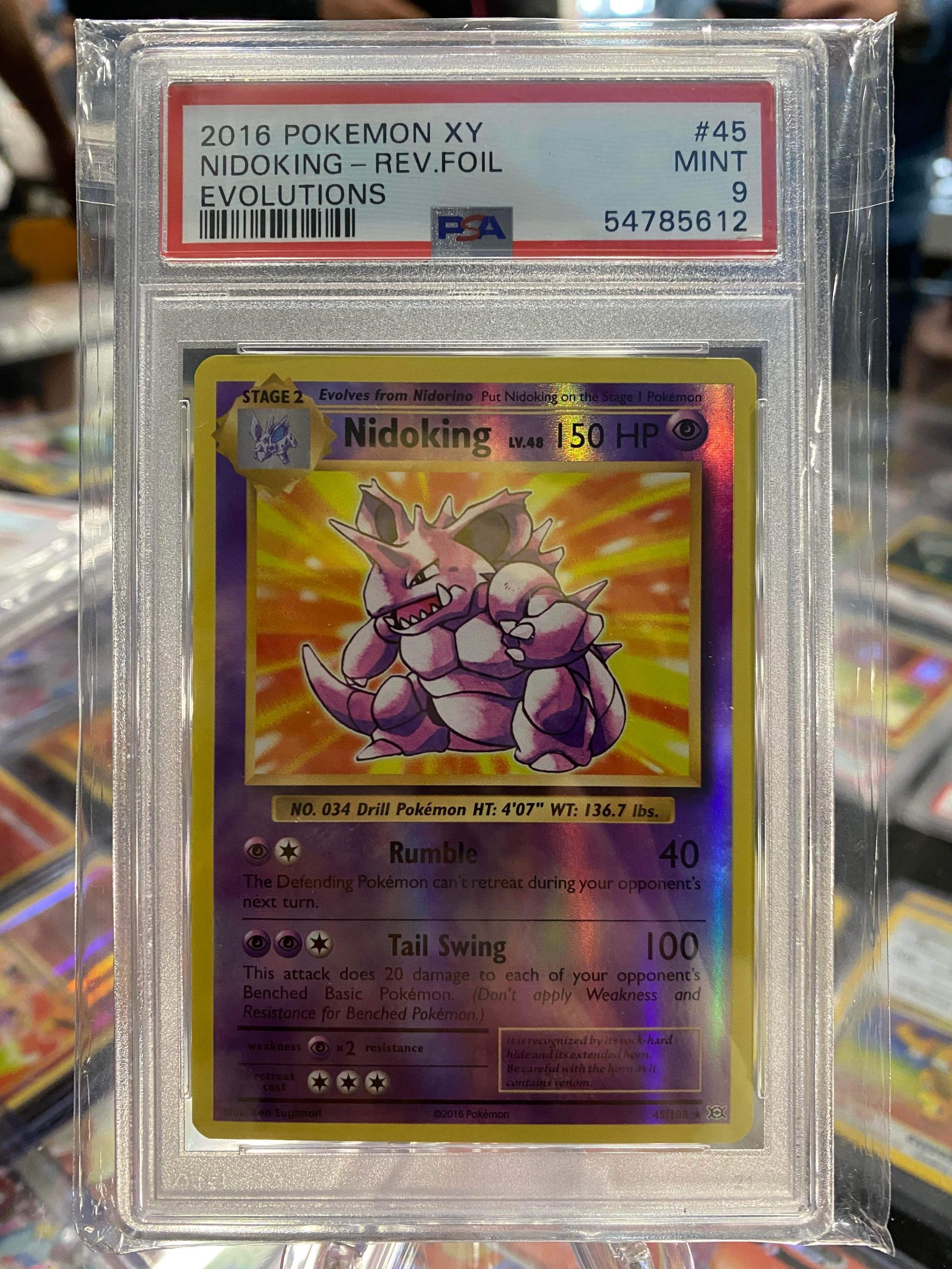 2016 Pokemon Nidoking XY Evolutions Holo #45 PSA 9 Mint - Jwong Boutique