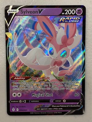 2021 Pokemon Sylveon V Evolving Skies Full Art 074 of 203 Holo Mint - Image 3