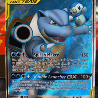 2019 Pokemon Blastoise & Piplup GX Tag Team Sun & Moon Cosmic Eclipse Full Art 214 of 236 Holo Mint