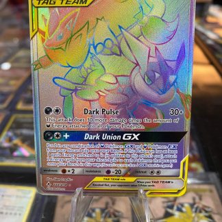 2019 Pokemon Greninja & Zoroark GX Sun & Moon Unbroken Bonds Full Art 222 of 214 Rainbow Holo Mint