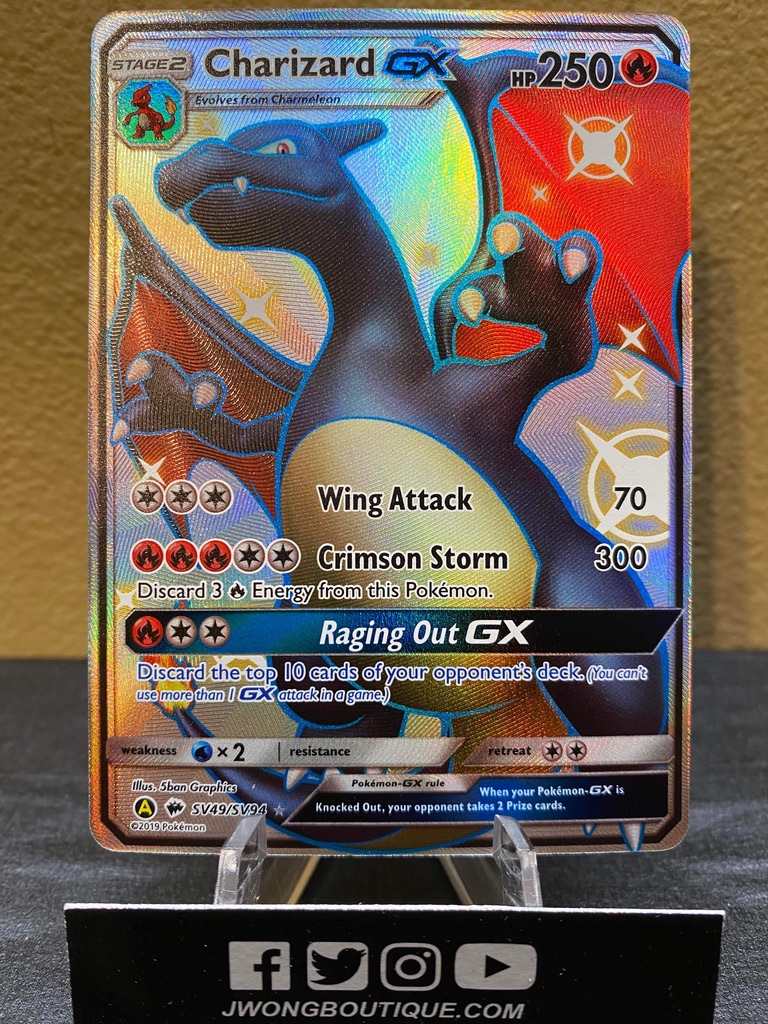 2019 Pokemon Charizard GX Hidden Fates Full Art SV49 Of SV94 Shiny Holo ...