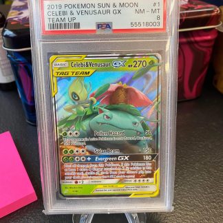 2019 Pokemon Celebi & Venusaur GX Sun & Moon Team Up #1 PSA 8 Near Mint