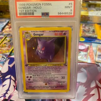 1999 Pokemon 1st Edition Gengar Fossil Holo #5 PSA 9 Mint