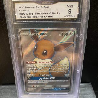 2020 Pokemon Eevee GX Sun & Moon Tag Team Powers Collection Black Star Promo Full Art #SM242 Holo GMA 9 Mint