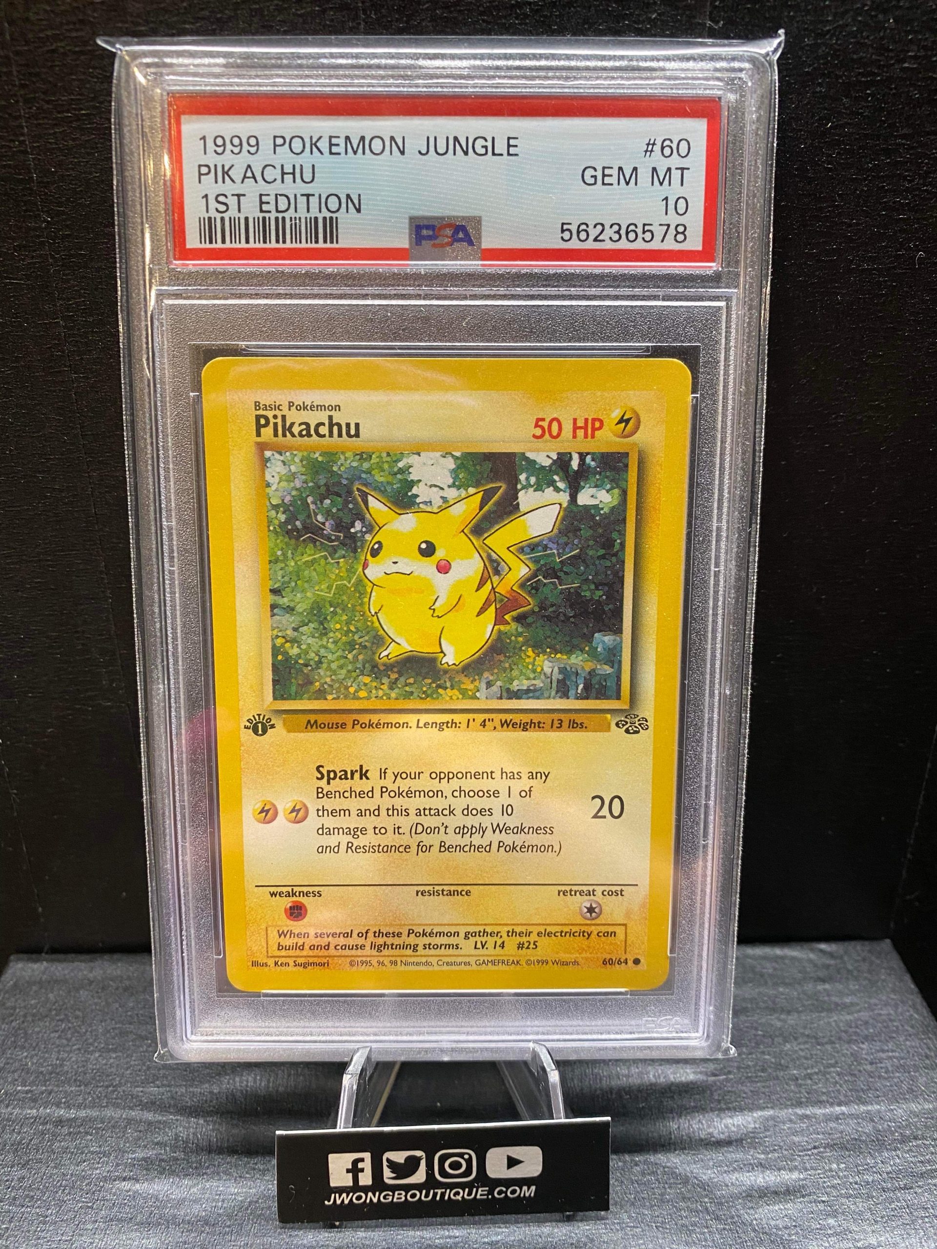 1999 Pokemon 1st Edition Pikachu Jungle #60 PSA 10 Gem Mint - Jwong ...