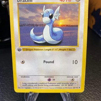 1999 Pokemon 1st Edition Dratini Base Set 26 of 102 Shadowless Near Mint