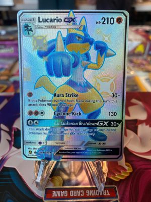 2019 Pokemon Lucario GX Hidden Fates Full Art SV64 of SV94 Shiny Holo Mint