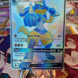 2019 Pokemon Lucario GX Hidden Fates Full Art SV64 of SV94 Shiny Holo Mint