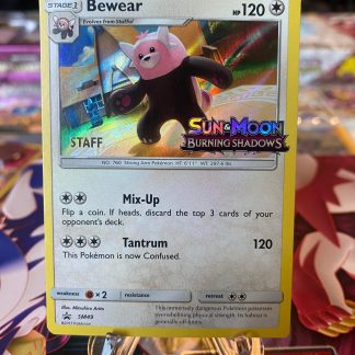 2017 Pokemon Bewear Sun & Moon Burning Shadow Stamped Prerelease Staff Promo SM49 Holo Mint