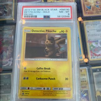 2019 Pokemon Detective Pikachu Sun & Moon Black Star Promo #SM190 Holo PSA 8 Near Mint