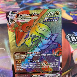 2021 Pokemon Rayquaza Vmax Evolving Skies Full Art 217 of 203 Rainbow Holo Mint