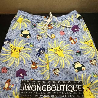 2024 Jwong Pokemon Pikachu Blue Bed Sheet Printed Custom Men Shorts