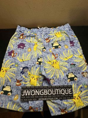 2024 Jwong Pokemon Pikachu Blue Bed Sheet Printed Custom Men Shorts - Image 2