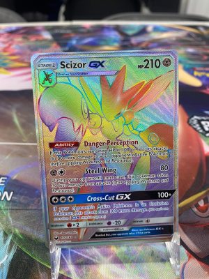 2018 Pokemon Scizor GX Sun & Moon Hidden Fates Full Art 175 of 168 Rainbow Holo Mint