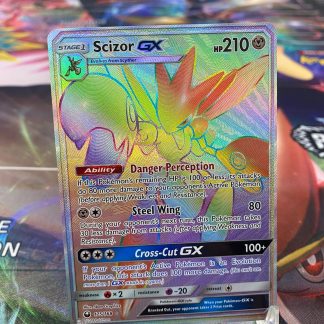 2018 Pokemon Scizor GX Sun & Moon Hidden Fates Full Art 175 of 168 Rainbow Holo Mint