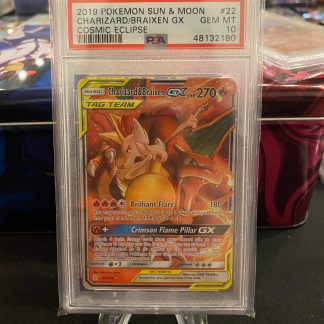 2019 Pokemon Charizard & Braixen GX Sun & Moon Cosmic Eclipse #22 PSA 10 Gem Mint