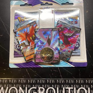 2021 Pokemon Chilling Reign Galarian Zapdos V, Articuno V & Moltres V Booster Pack With Raikou Coin Sealed