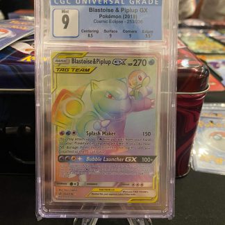 2019 Pokemon Blastoise & Piplup GX Cosmic Eclipse 253 of 236 CGC 9 Mint