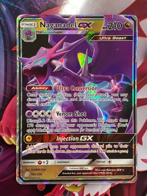 2019 Pokemon Naganadel GX Sun & Moon Unified Minds Full Art Holo 160 of 236 Lightly Played