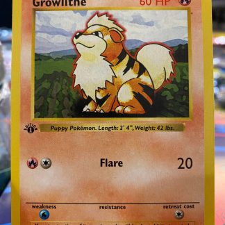 1999 Pokemon 1st Edition Growlithe 28 of 102 Shadowless Lightly Played