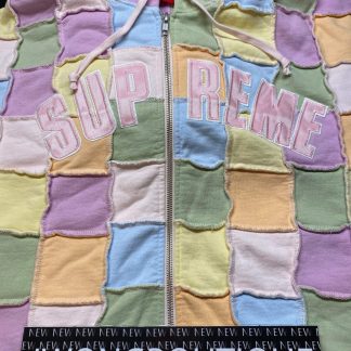 2022 Sup Reverse Patchwork Zip Up Hooded Sweatshirt Multicolor