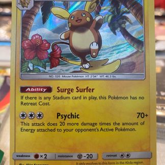 2017 Pokemon Alolan Raichu Sun & Moon Crimson Invasion 31 of 111 Holo Mint