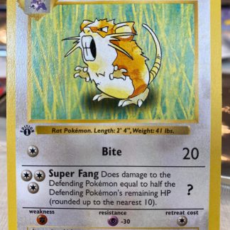 1999 1st Edition Pokemon Raticate Base Set Shadowless 40 of 102 Lightly Played