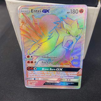 2017 Pokemon Entei GX Full Art Shining Legends 74 of 73 Rainbow Holo Mint