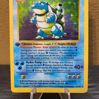 1999 1st Edition Pokemon Blastoise Base Set 2 of 102 Shadowless Holo Moderately Played