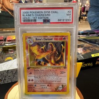 2000 1st Edition Pokemon Blaine's Charizard #2 Gym Challenge Holo PSA 7 Near Mint