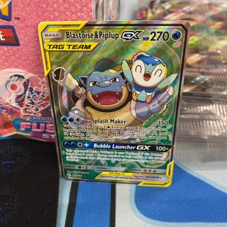 2019 Pokemon Blastoise & Piplup GX Sun & Moon Cosmic Esclipse 215 of 236 Holo Mint