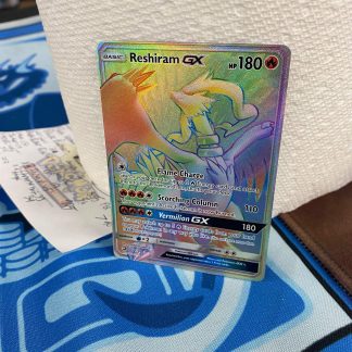 2018 Pokemon Reshiram GX Dragon Majesty 71 of 70 Rainbow Holo Mint