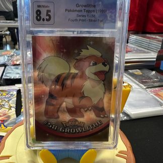 1999 Pokemon Topps Growlithe Series 1 of 58 Fourth Print SIlver Foil CGC 8.5 Near Mint/Mint+
