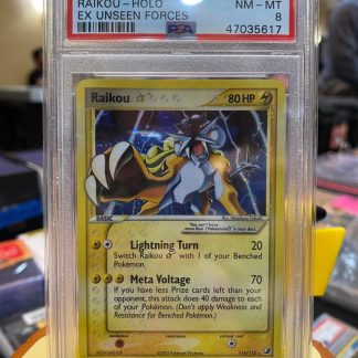 2005 Pokemon Raikou EX Unseen Forces Gold Star #114 PSA 8 Near Mint/Mint
